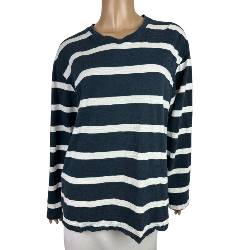 Colours Alexander Julian Men's Size XL Blue & White Stripe Pullover 100% Cotton